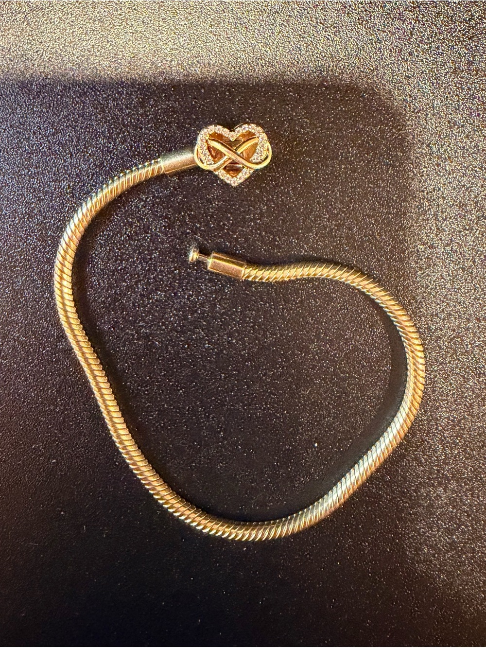 Pandora Sparkling Infinity Heart Clasp Snake Chain Bracelet